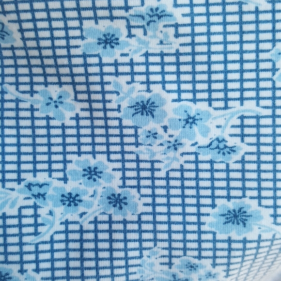 LIZ CLAIBORNE ♡ Sweet Vintage Blue|White Floral Box Pattern Short Sleeve Top SP - Picture 16 of 16